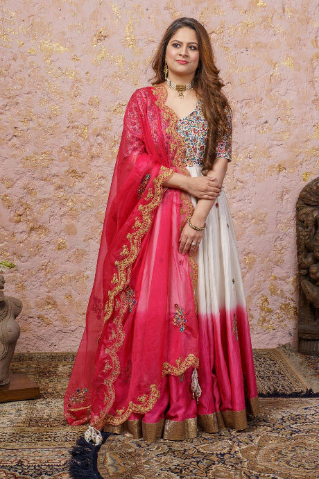 Designer Anarkali Flair Mirror Work Online Gown For Girls
