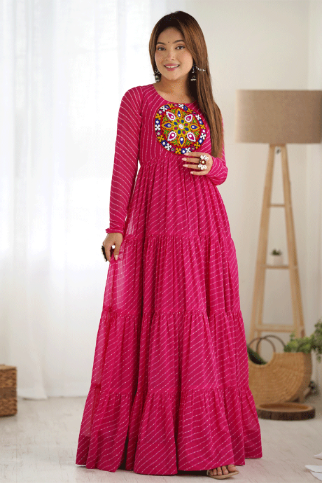 Mirror Work Online Silk Gown For Women