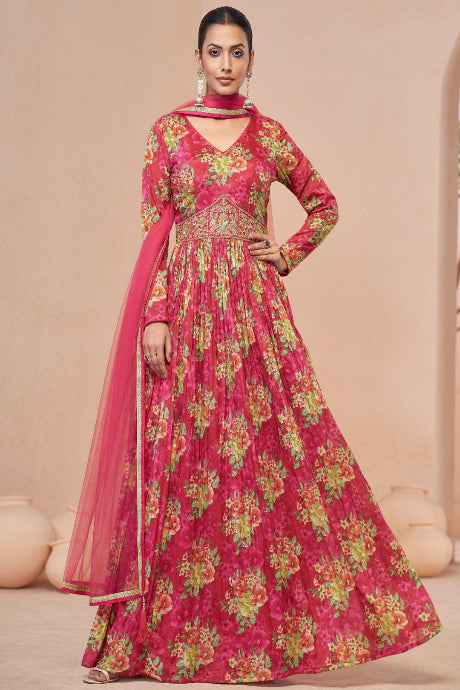 Mirror Designer Embroidery Work Gown For Women