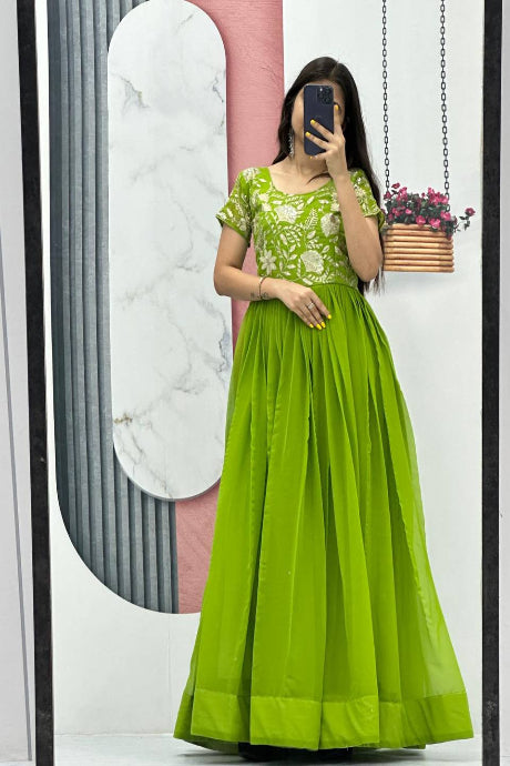 Designer Beautiful Silk Gown For Ladies