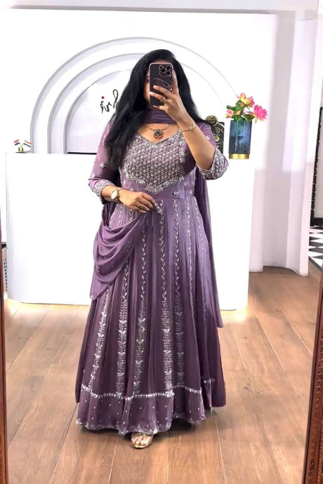 Attractive Party Silk Gown Design for girls