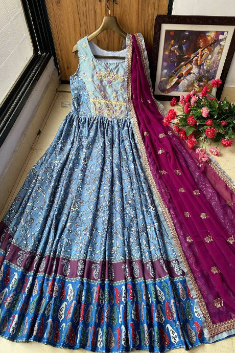 Bangalory Indian Embroidery Work gown for girls