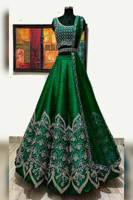 Designer Navy green Color Velvet Trendy Lehenga Choli for woman