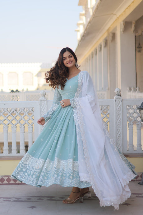 Beautiful Attractive Regular Wear Embroidery Work Gown for girls