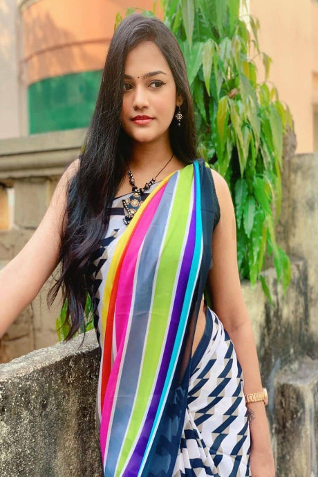Beautiful Multi color Embroidery Work sarees for women