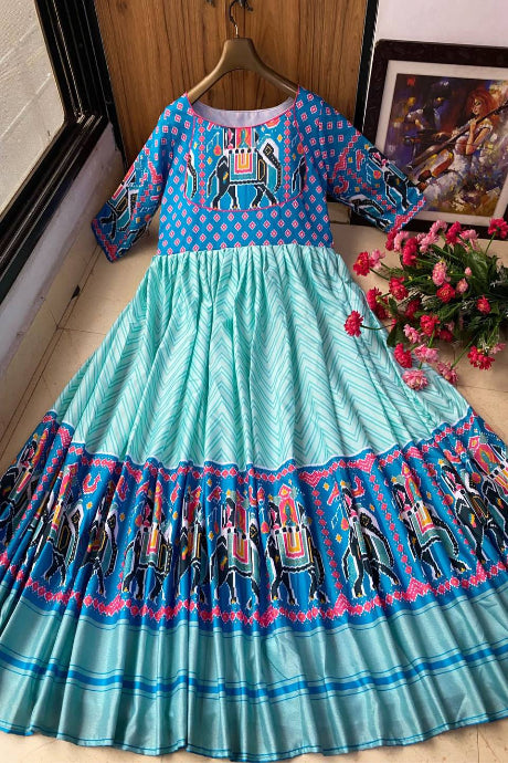Designer multi Color Online Embroidery Work gown wear for girls