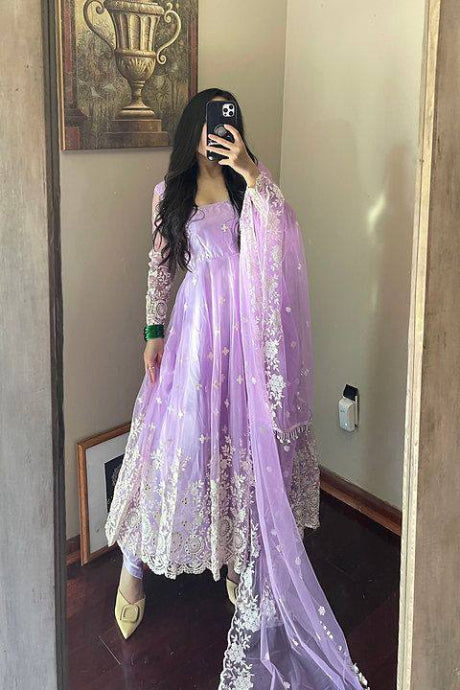 Designer light Pink Embroidered Sequence gown for girls