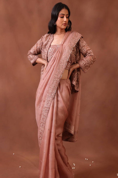 Enamoring pink Color Designer Velvet saree for women