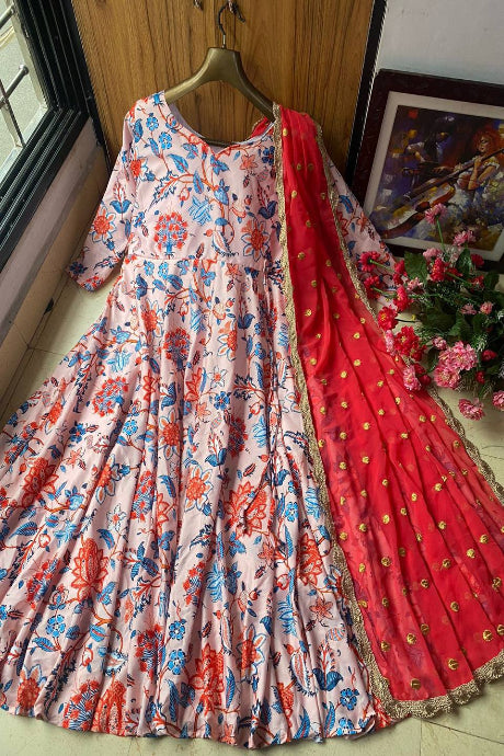 Fancy multi Bride Wear Velvet gown With Fancy Dupatta