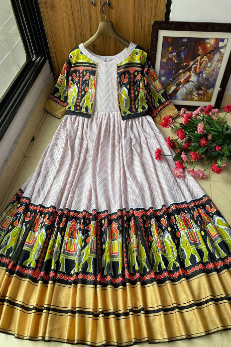 Best Look Embroidery Work multi color gown for girls