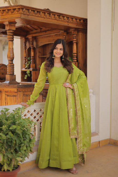 Hand Work Latest Designer Printed Party Wear Gown