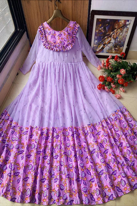 Pakistani purple Color Attractive Party Wear gown for women