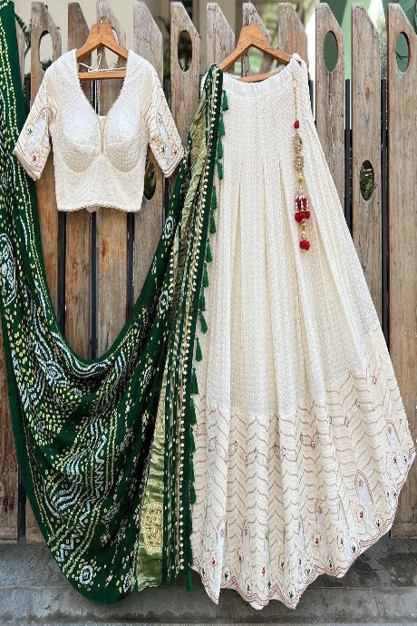white color Party Wear Sequance Lehenga Design for girls