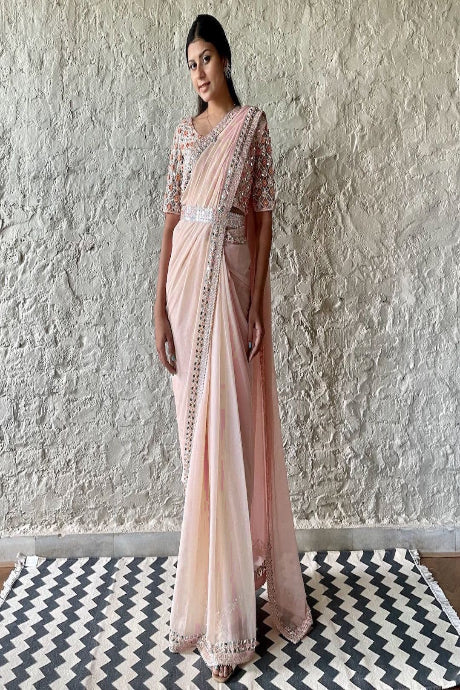 Hit Sabyasachi Designer light pink Color saree for women