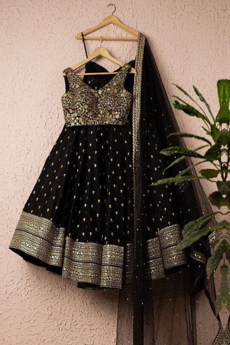 black color Captivating Designer Embroidery Mirror Work Lehenga Choli for girls
