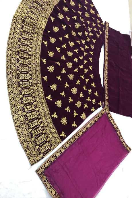 maroon color Enchanting Designer Pure Silk Coding Dori Sequence Ruffel Lehenga Choli