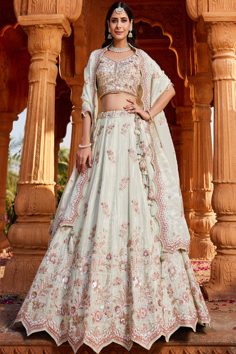White color Designer Party Wear Latest Collection Lehenga Choli for bride