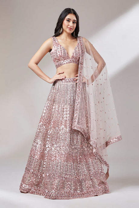 Beautiful Designer Party Wear Fancy light pink Lehenga For Girls