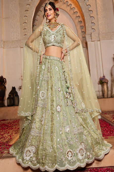 Appealing Easy On light green Color Soft Art Silk Fancy Lehenga Choli for bride