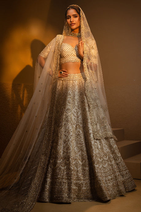 white color Latest Designer Bridal Golden Embroidery Work Maroon Lehenga Choli