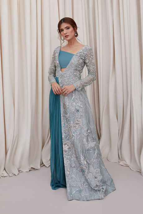 Multi Color Silk Cotton Silk Designer Kalmkari Gown