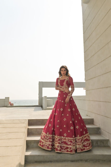 Heavy Maroon Color Designer Silk Lehenga Choli For Bride