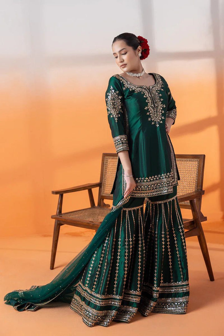 Party Wear Silk green color Salwar Suits Designs For Women