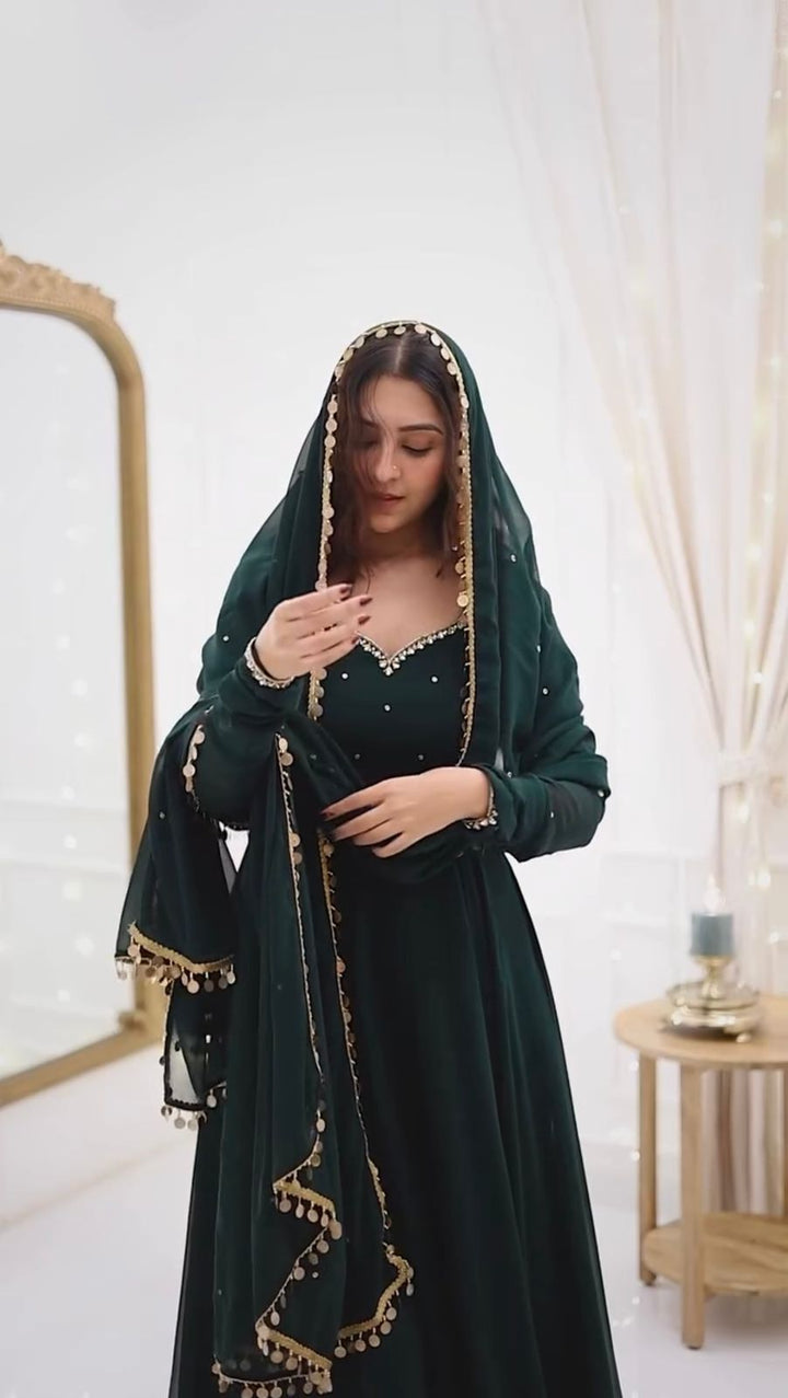 Attractive green Color Heavy Reyon Prints Gown