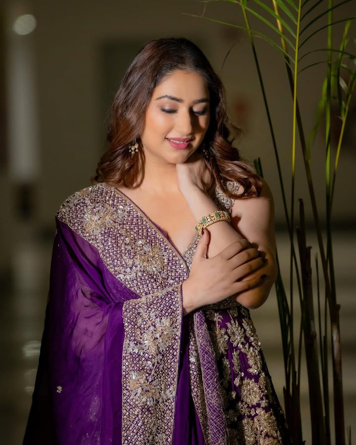 Designer purple Color Trendy Kurti With Palazzo Set