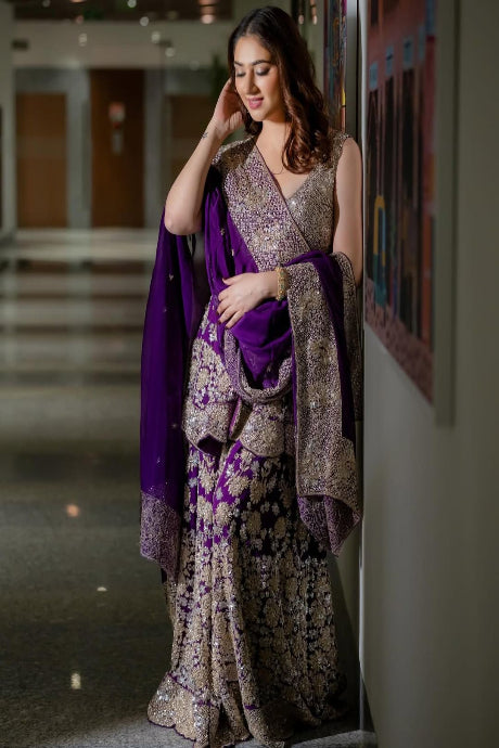 Designer purple Color Trendy Kurti With Palazzo Set