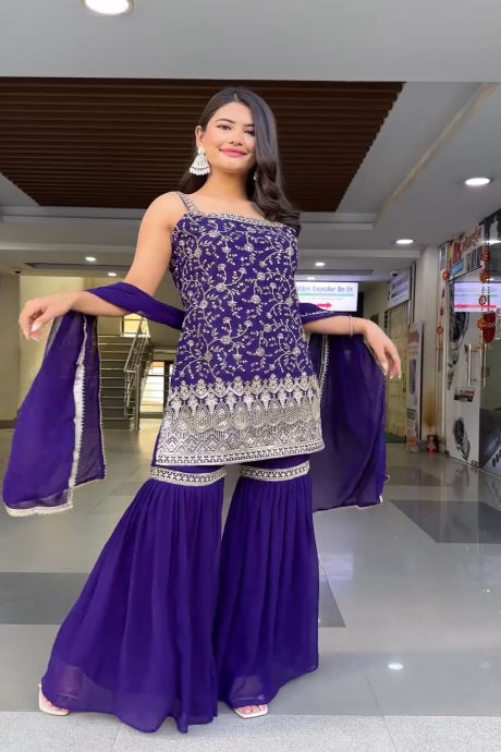 Designer purple Color Silk Fancy Style Salwar Suit Designs