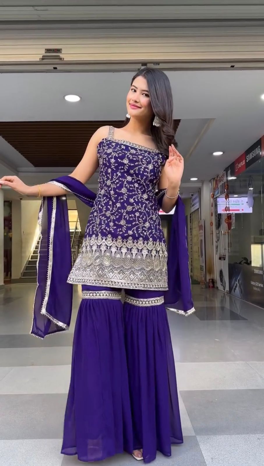 Designer purple Color Silk Fancy Style Salwar Suit Designs