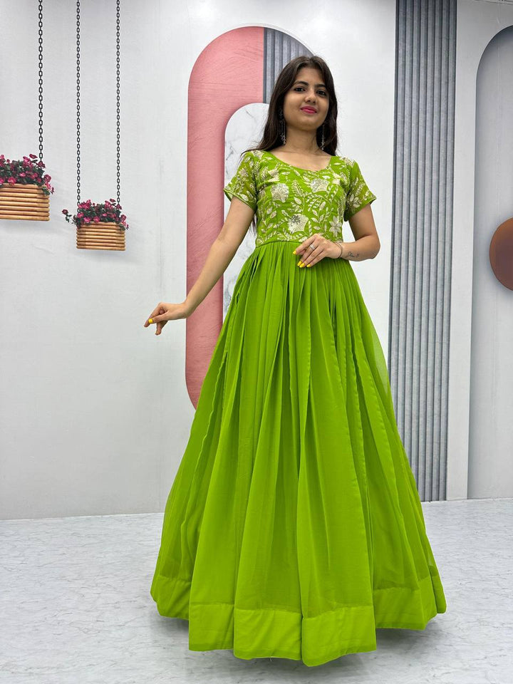 Attractive green Color Designer Fancy Regular Wear Gown