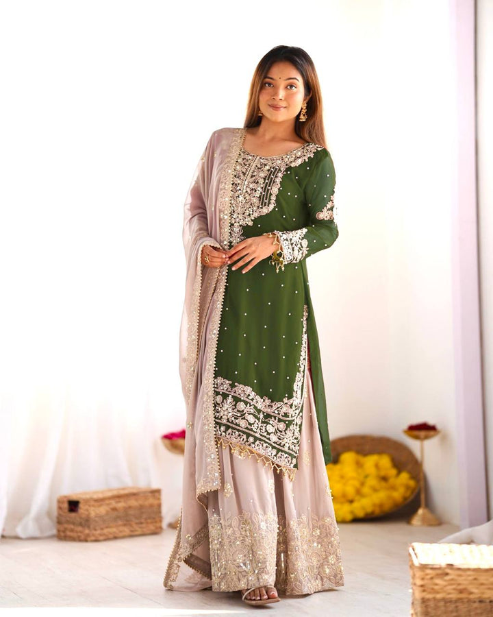 Fashionable Pure Silk Embroidery Hand Work Salwar Kameez