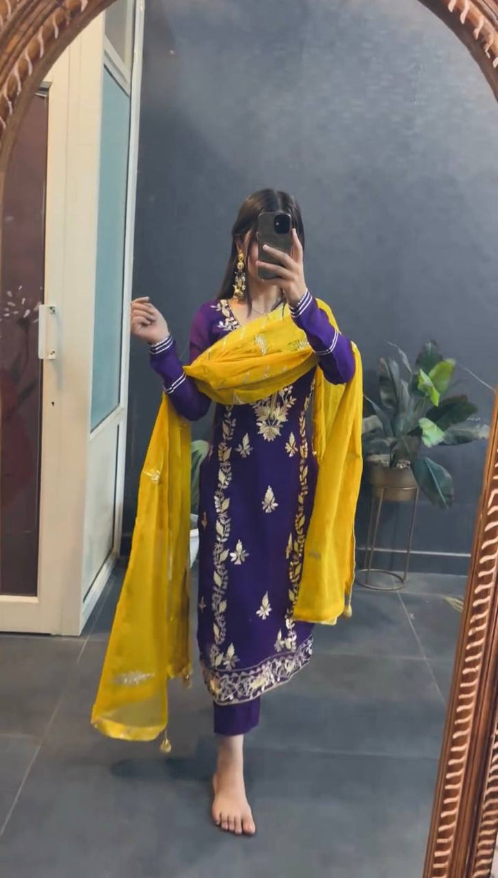 purple Color Designer Multi Layered Trendy Salwar kameez For Girls