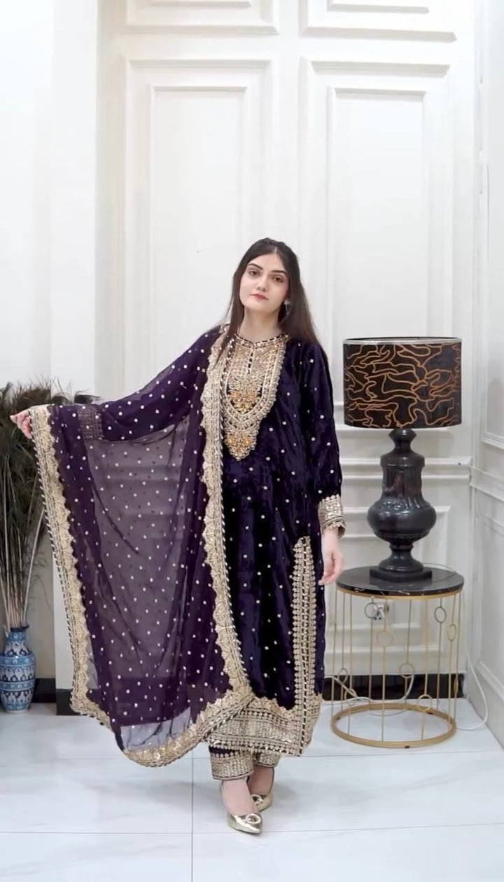Fashionable purple Color Anarkali Salwar kameez for girls