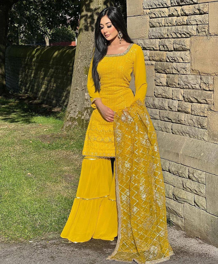 Yellow Color Designer Fancy Salwar kameez for girls