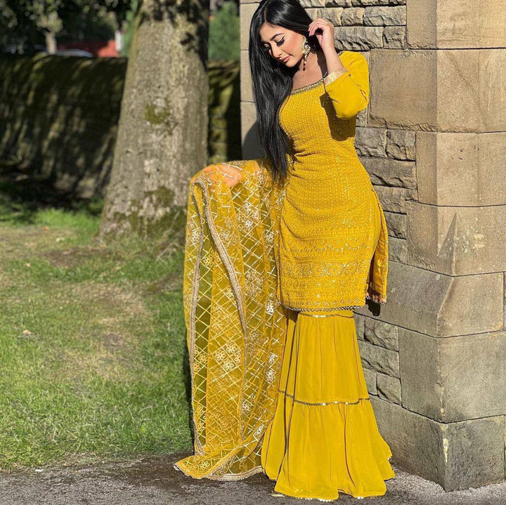 Yellow Color Designer Fancy Salwar kameez for girls