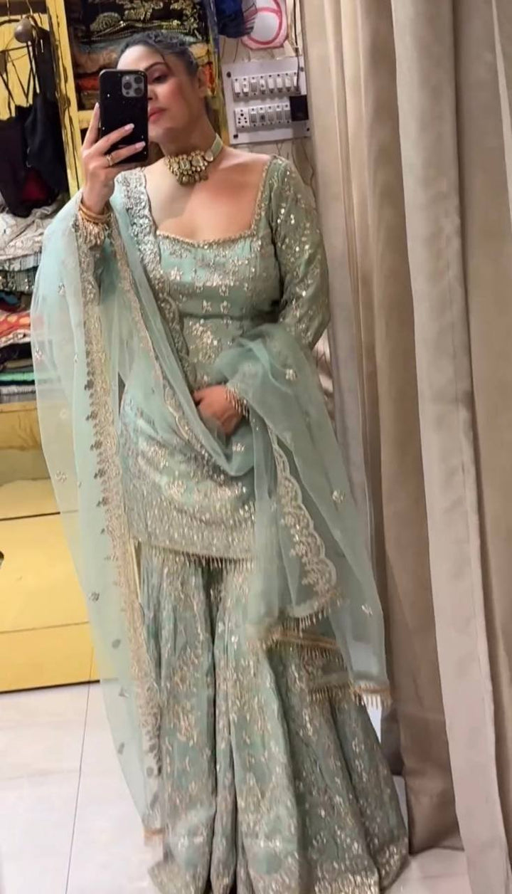 Pure Cotton Silk Printed Hand Work Latest Designer Salwar Kameez For Girls