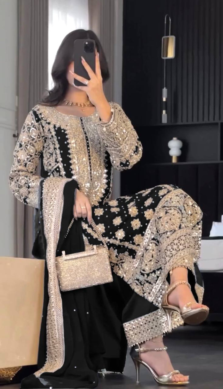 Desirable black Color Fancy Bollywood Salwar kameez for girls