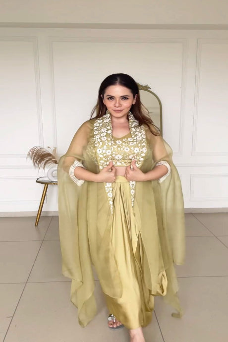 Pleasant golden Color Suit With Bottom Dupatta