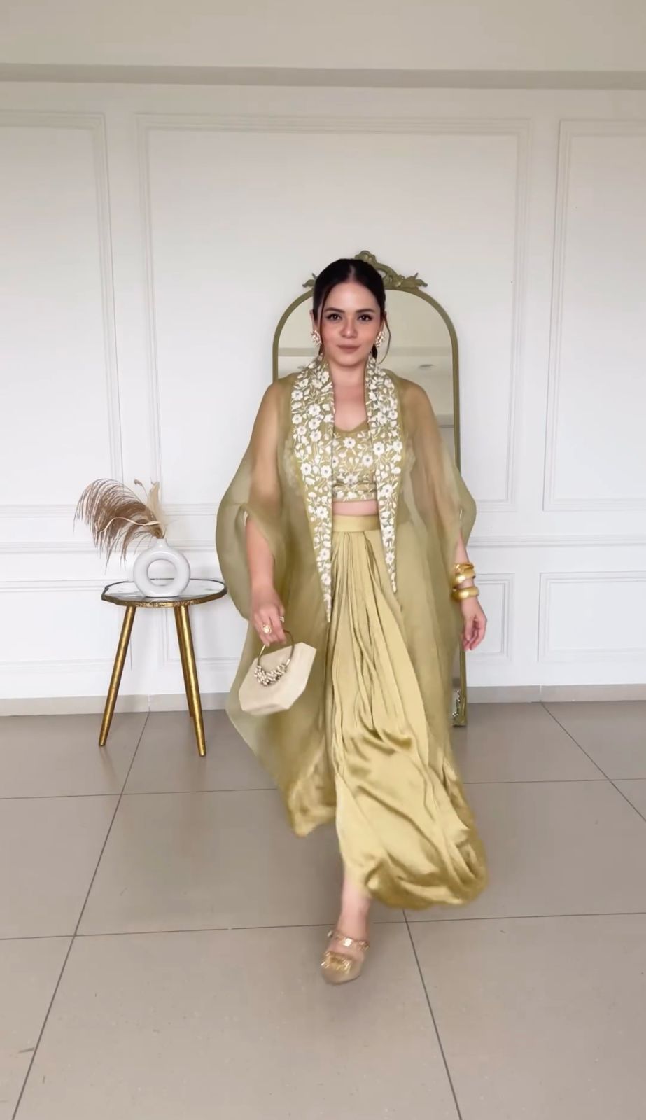 Pleasant golden Color Suit With Bottom Dupatta