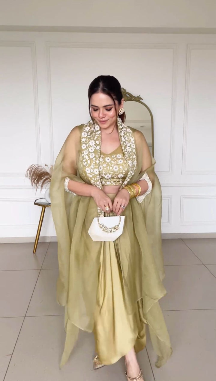 Pleasant golden Color Suit With Bottom Dupatta