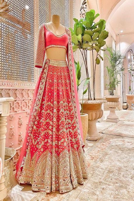 Attractive Designer Latest Party Wear Orange Lehenga choli