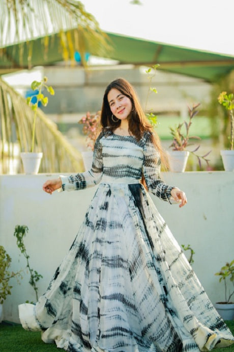 Attractive Printed Anarkali Multi Printed Gown Design
