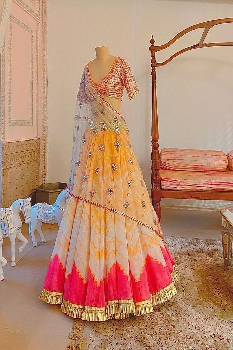 Pure Silk Coding Dori Embroidery Coading Multi color Lehenga Choli
