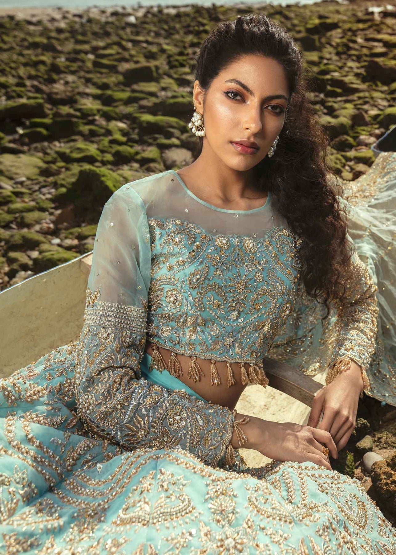 Party Sky Blue Color Function Wear Jardoshi Work Lehenga