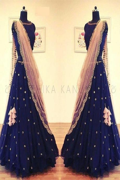 Audacious Designer Blue Jardoshi Work Lehenga Choli Designs