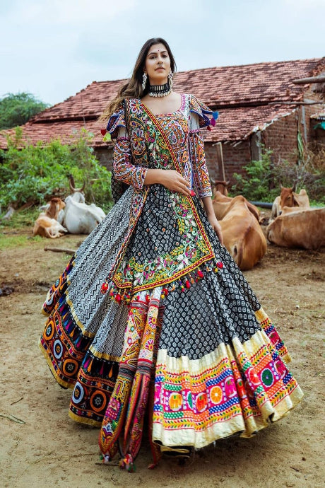 multi color Designer Party Wear Embroidery Sequance Work Printed Lehenga Choli