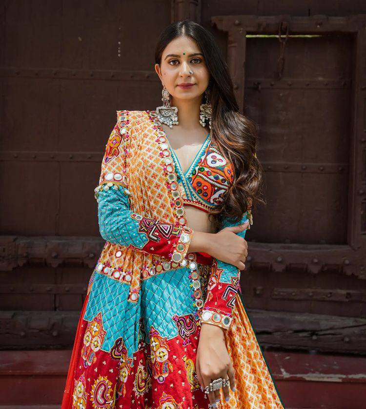 Fashionable Designer Silk Beautiful multi color Lehengha Choli